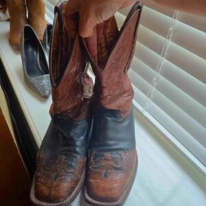 Lucchese Tan and Brown Cowboy Boots